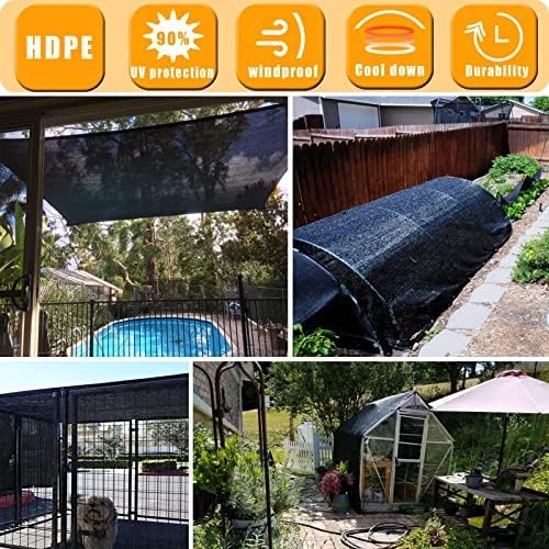 90% Black Shade Cloth for Garden, 10 x 20 FT Durable Mesh Tarp with Grommets, Garden Sunblock Shade Cloth Shading Antifreezing for Plants Cover, Greenhouse, Barns Kennel, Patio, Tomatoes