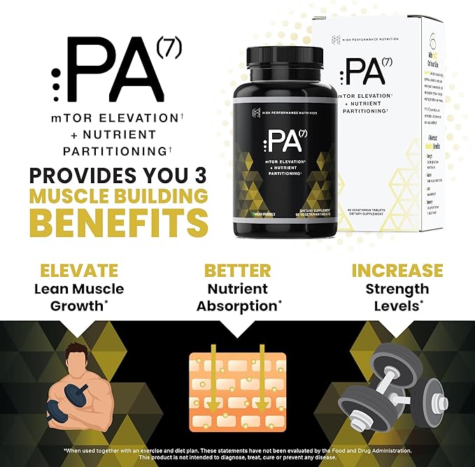 HPN PA(7) Phosphatidic Acid Muscle Builder Top Natural Muscle Builder - Boost mTOR | Build Mass and Strength from Your Workout