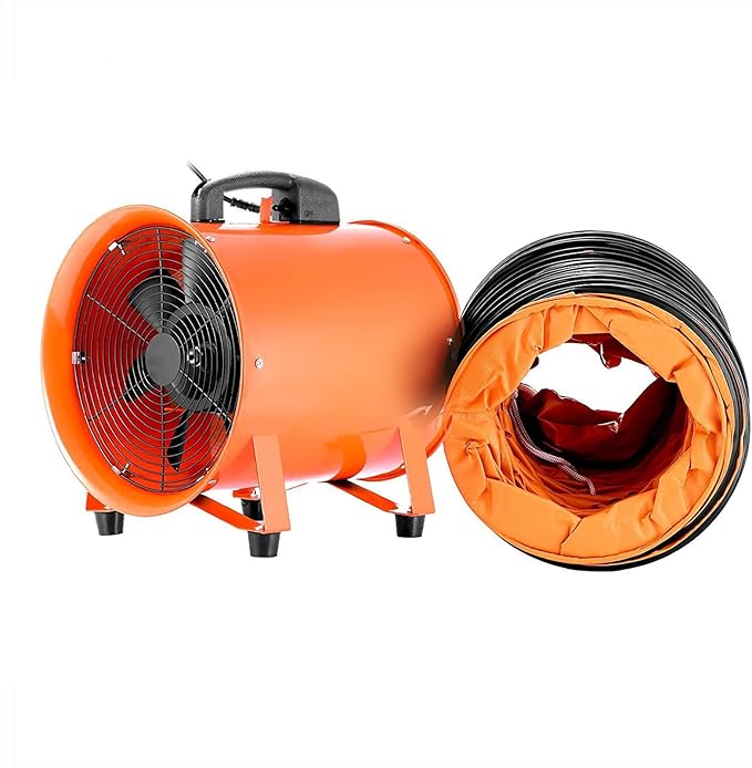 12 Inch Utility Blower Fan 2295 CFM Portable Ventilator High Velocity Utility Blower with 16.4Ft Duct Hoses