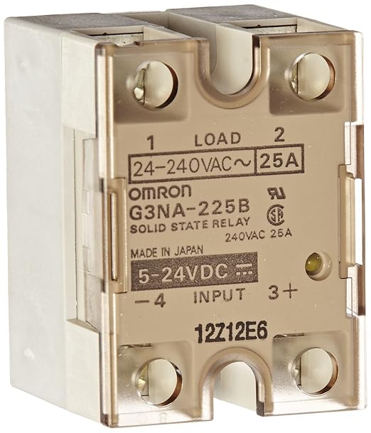 Omron G3NA-225B DC5-24 Solid State Relay, Zero Cross Function, Yellow Indicator, Phototriac Coupler Isolation, 25 A Rated Load Current, 24 to 240 VAC Rated Load Voltage, 5 to 24 VDC Input Voltage
