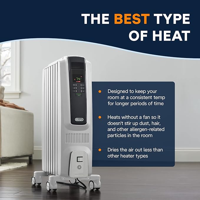De'Longhi Dragon Digital Oil Filled Radiator Heater, 1500W Electric Space Heater for indoor use, programmable timer, Energy Saving, full room heater with safety features