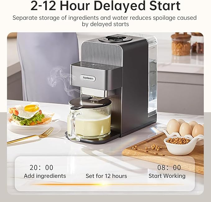 Joydeem Automatic Soymilk Maker Machine, Hot Cooking Blender for Soymilk, Nutmilk, Paste, Baby Food and Juice, 300-600ml Adjustable Capacity, Gray, JD-PB270, 800W