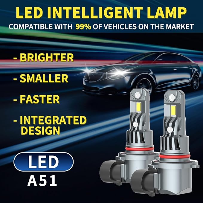 9005 HB3 Fog Light Bulbs, 50000 Lumens 6500K Cool White Light, 500% Brightness, 1:1 Size H11 9005 Bulbs, Fog Lamps Replacement for Cars, Play and Plug, Halogen Replacement (Pack of 2)