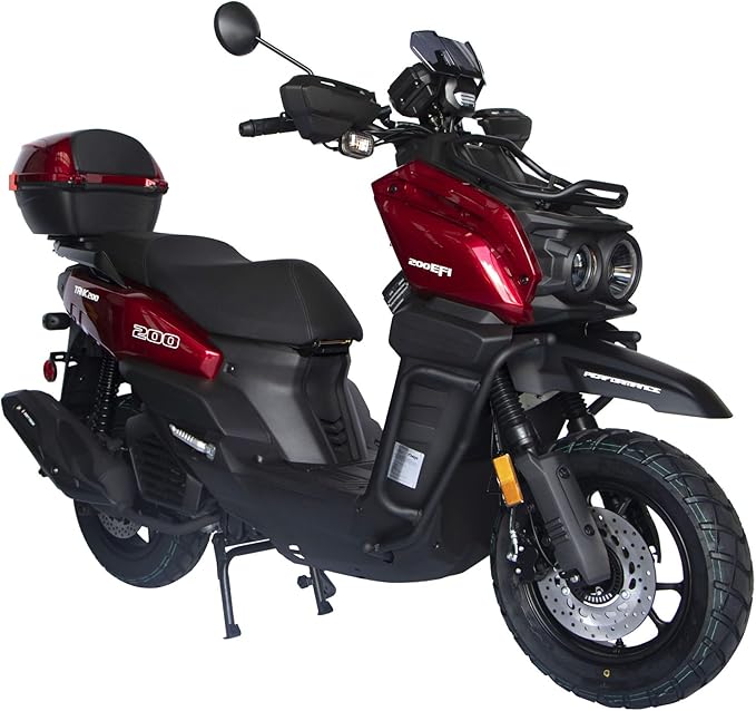 HHH Tank 200 EFI Scooter 200 motorcycle TANK200 moped Fully Automatic 168cc Scooter Street Motorcycle with Matching rear trunk ( Red)