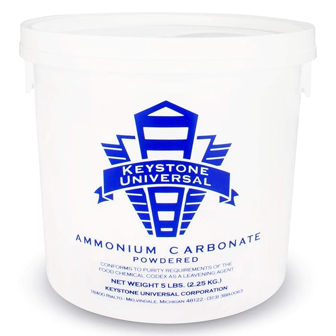 Food Grade (E503i) ({(NH)4}2CO3) Ammonia Powder - Ammonium Carbonate - Bakers Ammonium, 5 Pound Resealable Bag