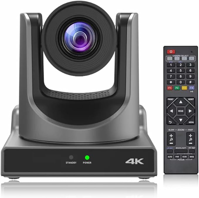 4K PTZ Camera,20X Optics Zoom,4KP60 UHD Live Streaming PTZ Camera,SDI/HDMI/USB/IP Outputs for Church/Events Services (Gray No NDI)