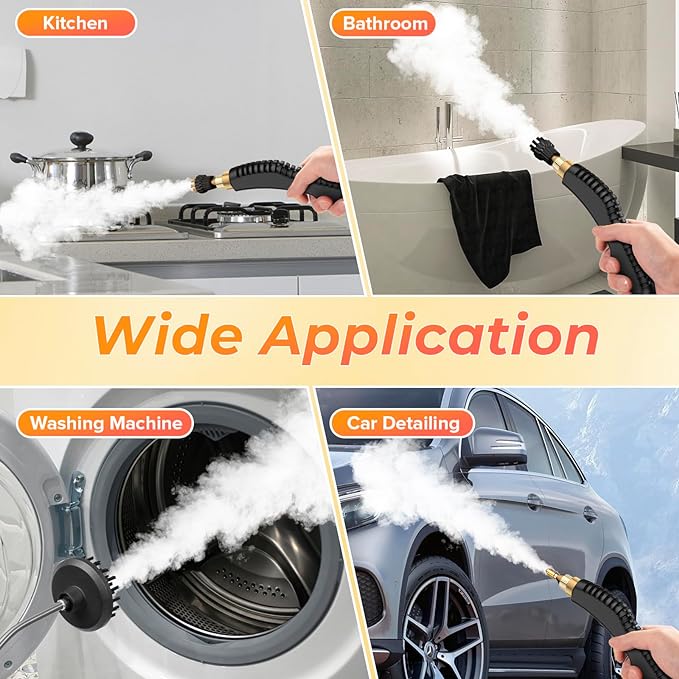 AUXCO 2500W Steam Cleaner, High Pressure Steamer for Cleaning, Handheld Portable Steam Cleaners for Home, Steamer for Car, Steam Cleaner for Upholstery, Kitchen, Bathroom, Grout and Tile
