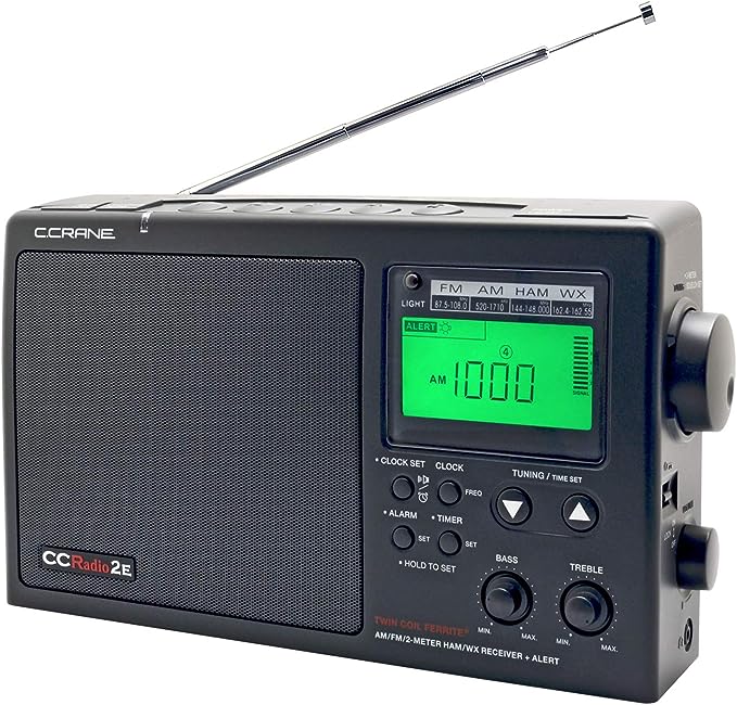 C. Crane CCRadio-2E Enhanced Portable AM FM Weather and 2-Meter Ham Band (Black) CC2BE