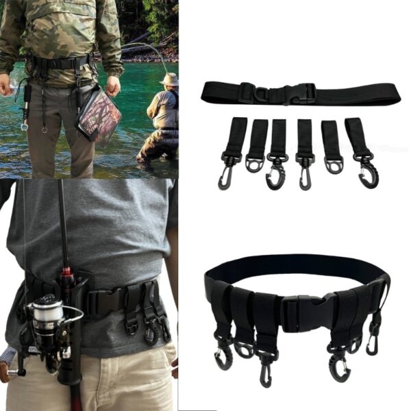 Wade Fishing Belt Portable Wader Belt with Adjustable Waist Belts, Rod Holder, and Pole Inserter
