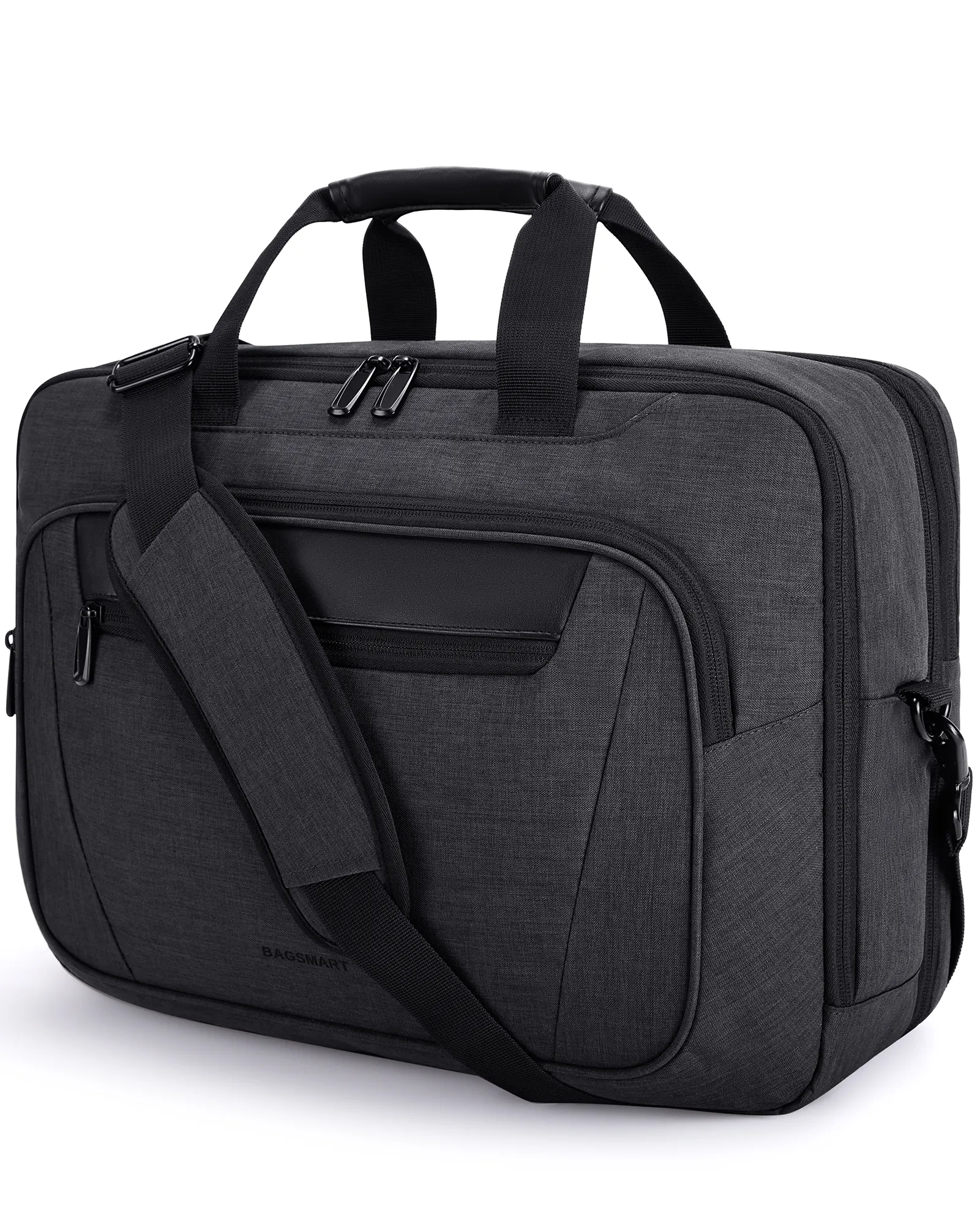 Briefcase With Shoulder Strap: BAGSMART 30L Expandable Laptop Briefcase for Men, Ideal for Work, Business, College, and Travel (17.3-inch)