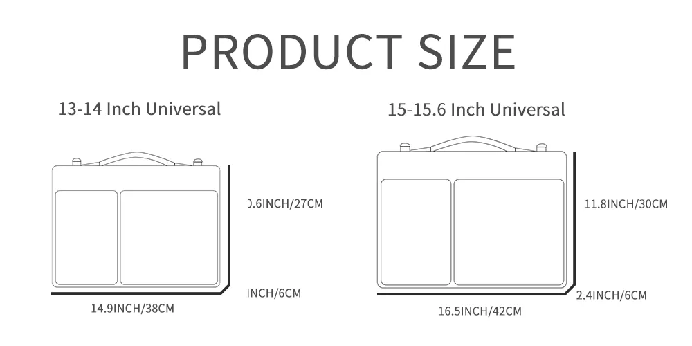 15-inch Laptop Shoulder Bag Waterproof Notebook Briefcase with Shoulder Strap for MacBook Pro, Air, HP, Dell, Asus - Black