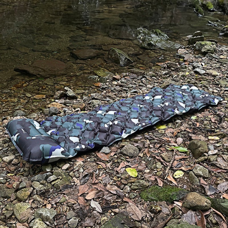 Army Sleeping Mat Outdoor Camping Inflatable Mattress with Pillows, Travel Mat Folding Bed, Ultralight Air Cushion for Hiking and Trekking