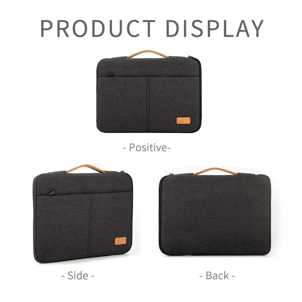 Laptop Sleeve With Pocket 14-15.6 Inch Notebook Pouch for Macbook, HP, Dell, Acer - Shockproof Computer Briefcase for Travel and Business Men