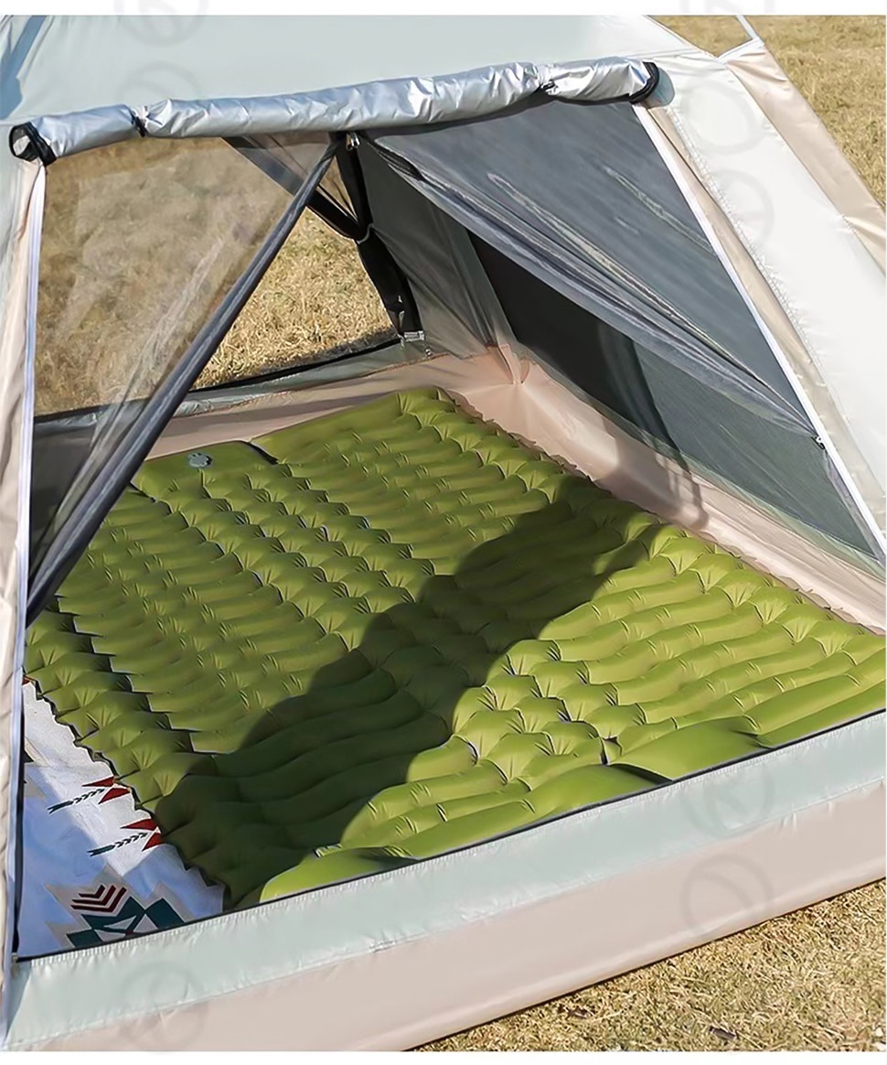 Army Sleeping Mat Outdoor Double Inflatable Sleeping Pad with Pillow for 2 Persons, Ideal for Camping, Hiking, and Tourist Adventures