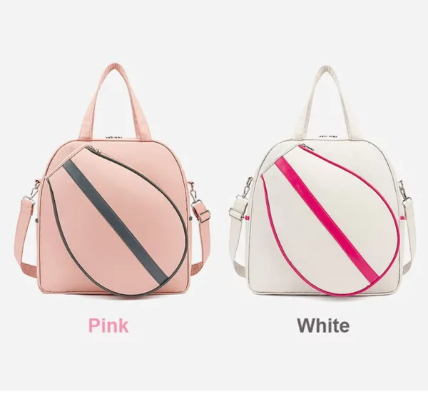 Tennis Bags for Women Durable Nylon Shoulder Bag for Badminton Racket, White/Pink, Racket Warehouse Handbag - Image 7