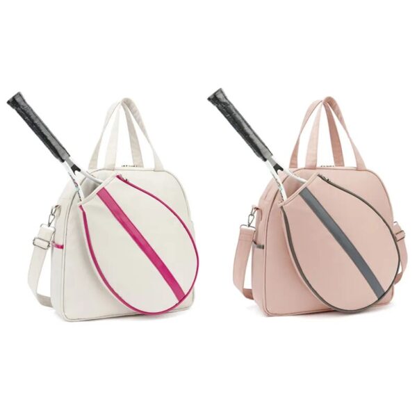 Tennis Bags for Women Durable Nylon Shoulder Bag for Badminton Racket, White/Pink, Racket Warehouse Handbag - Image 6