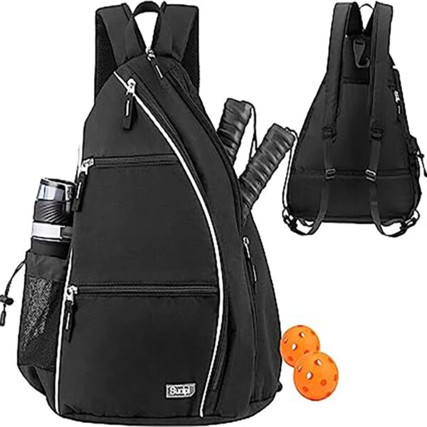 Tennis Bags for Women and Men Adjustable Sling Backpack with Fence Hook, Upgraded Capacity, Safety Pocket, and Water Bottle Holder - Men's & Women's Pickleball Bag
