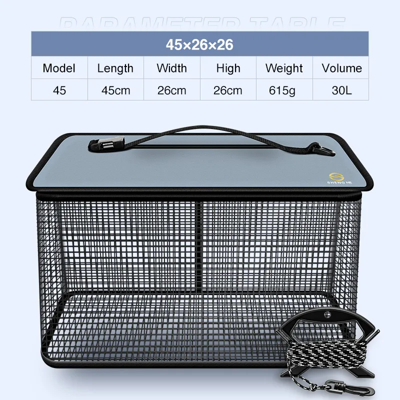 Collapsible Fish Guard Net with Metal Frame and Thickened EVA Bucket - Live Fish Storage Solution for Fishing Enthusiasts Boat Bag