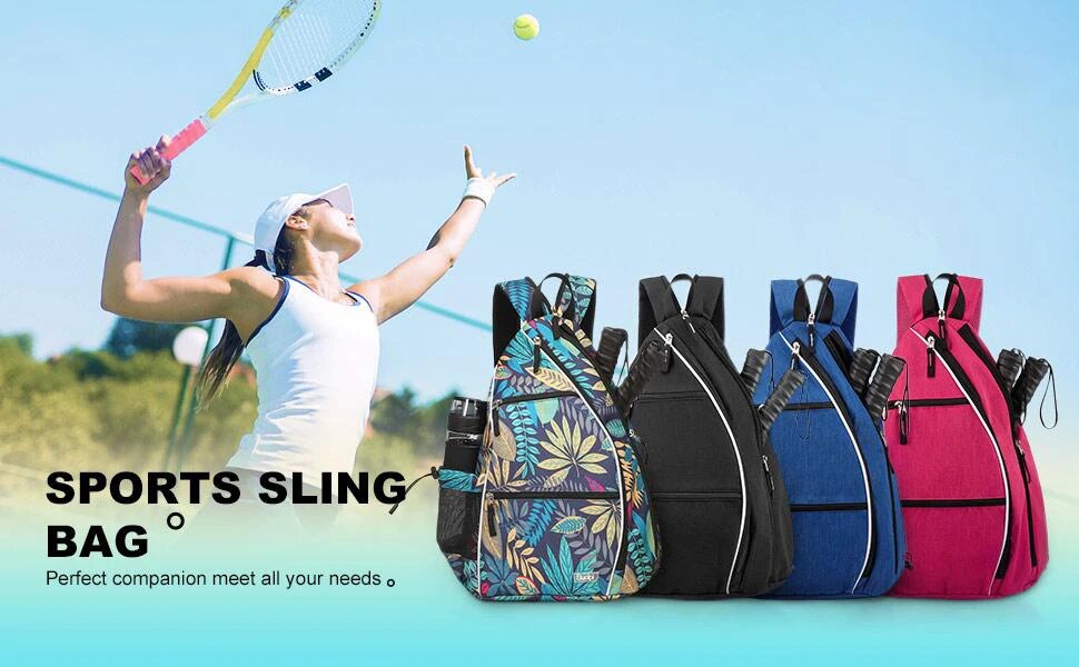 Tennis Bags for Women and Men Adjustable Sling Backpack with Fence Hook, Upgraded Capacity, Safety Pocket, and Water Bottle Holder - Men's & Women's Pickleball Bag