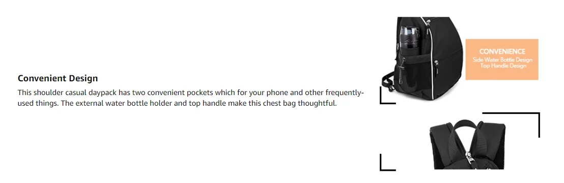 Tennis Bags for Women and Men Adjustable Sling Backpack with Fence Hook, Upgraded Capacity, Safety Pocket, and Water Bottle Holder - Men's & Women's Pickleball Bag