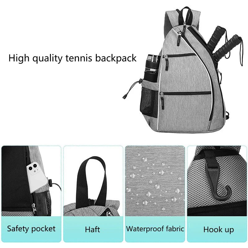 Tennis Bags for Women and Men Adjustable Sling Backpack with Fence Hook, Upgraded Capacity, Safety Pocket, and Water Bottle Holder - Men's & Women's Pickleball Bag