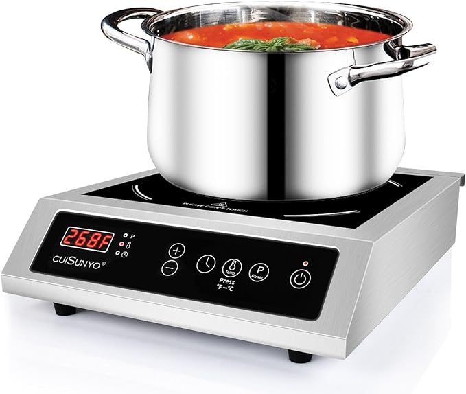 3500W 240v Portable Commercial Induction Cooktop 10 Power Levels 500-3500W Countertop Burner with 12 Timer Settings 140-465°F and LCD Screen Stainless Steel Electric Stove