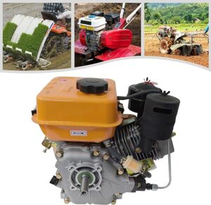 Diesel Engine, 2.2KW 196CC 3HP 4 Stroke Single-Cylinder Air-Cooled Diesel Engine Manual Recoil Start Engine Orange+Black, 168F