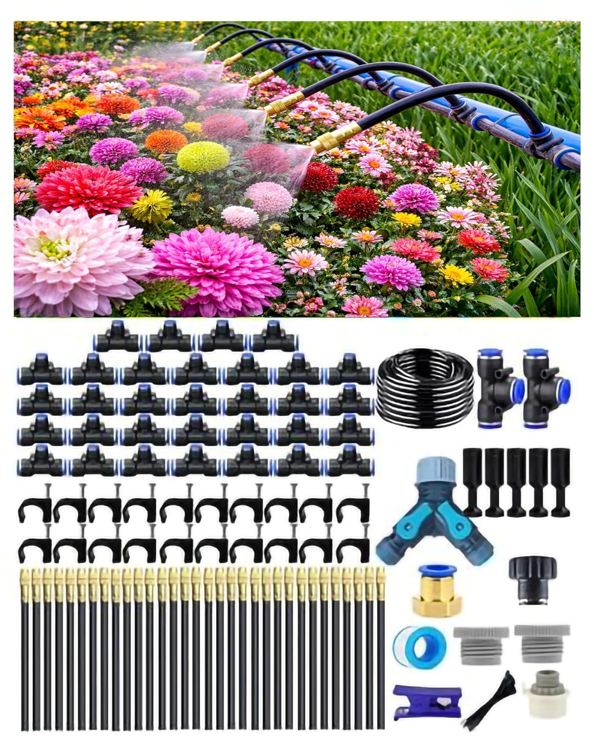 Sistema irrigazione a goccia 50m per giardino e terrazzo
