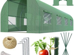 Serra a tunnel Plonos 2,5x4m con supporto piante, verde