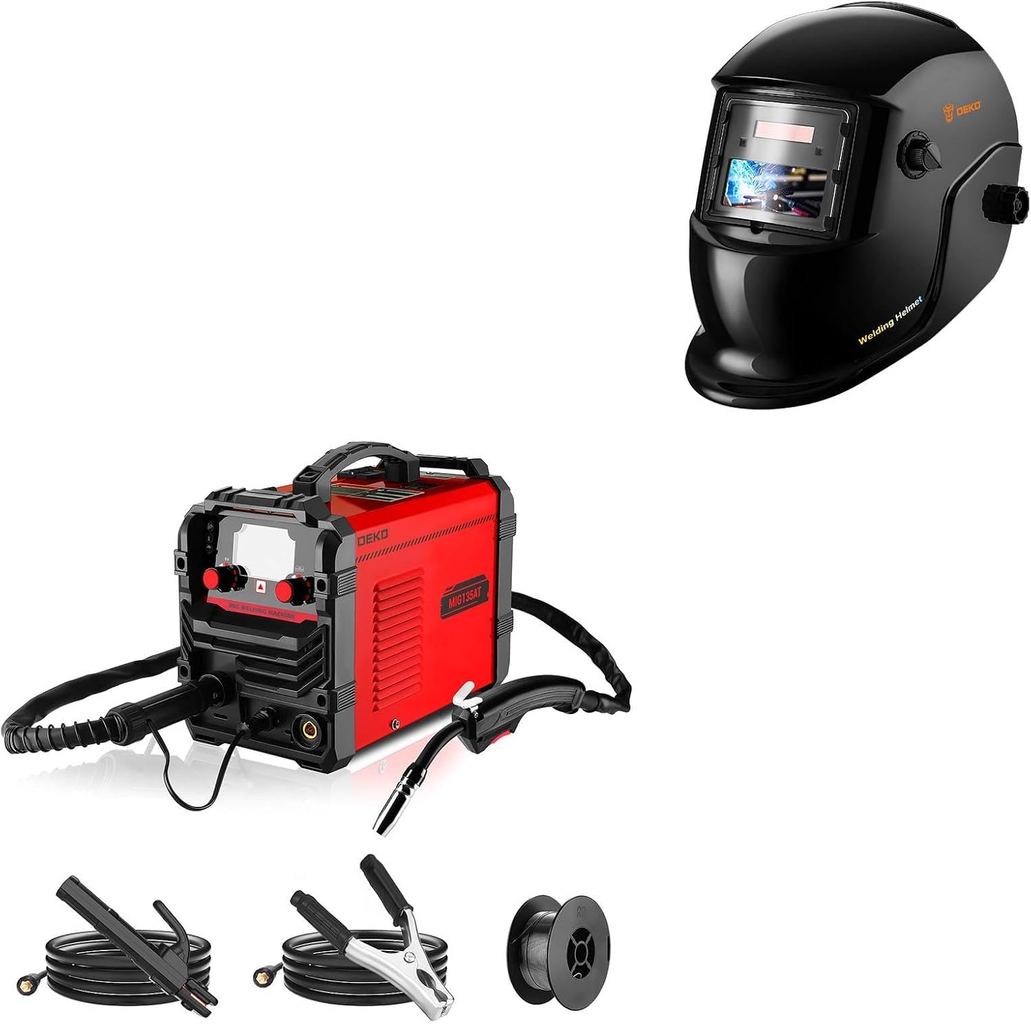 Saldatrice 3-in-1 DEKO 135A MIG/Lift-TIG/Stick + casco auto-oscurante