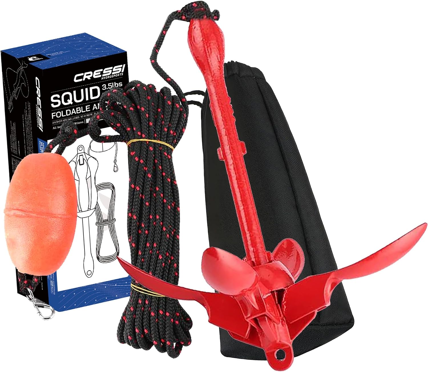 Cressi Squid Ancora Pieghevole 10m per SUP e Kayak