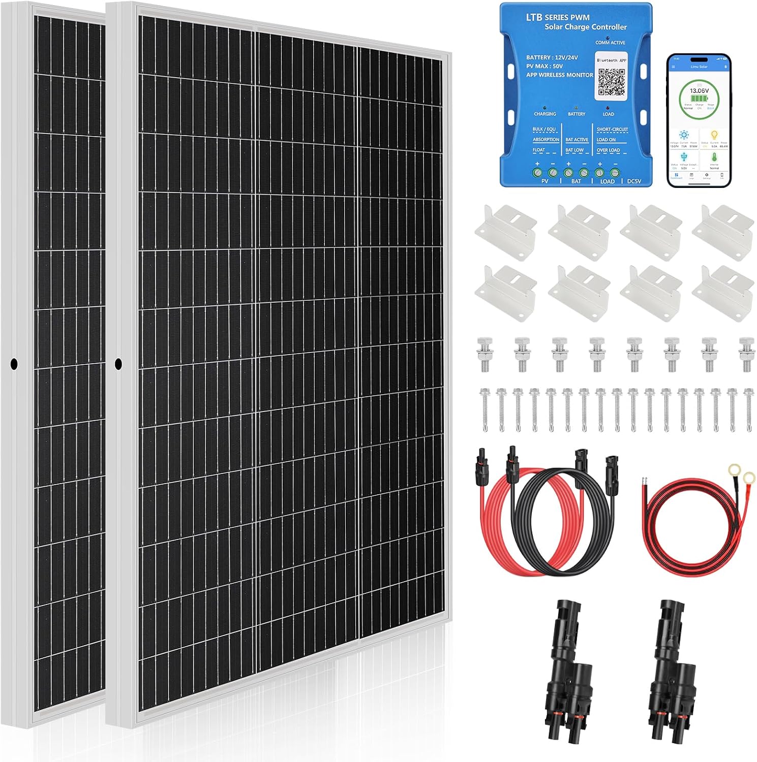 Kit solare DERUXI 240W per camper e barca con Bluetooth