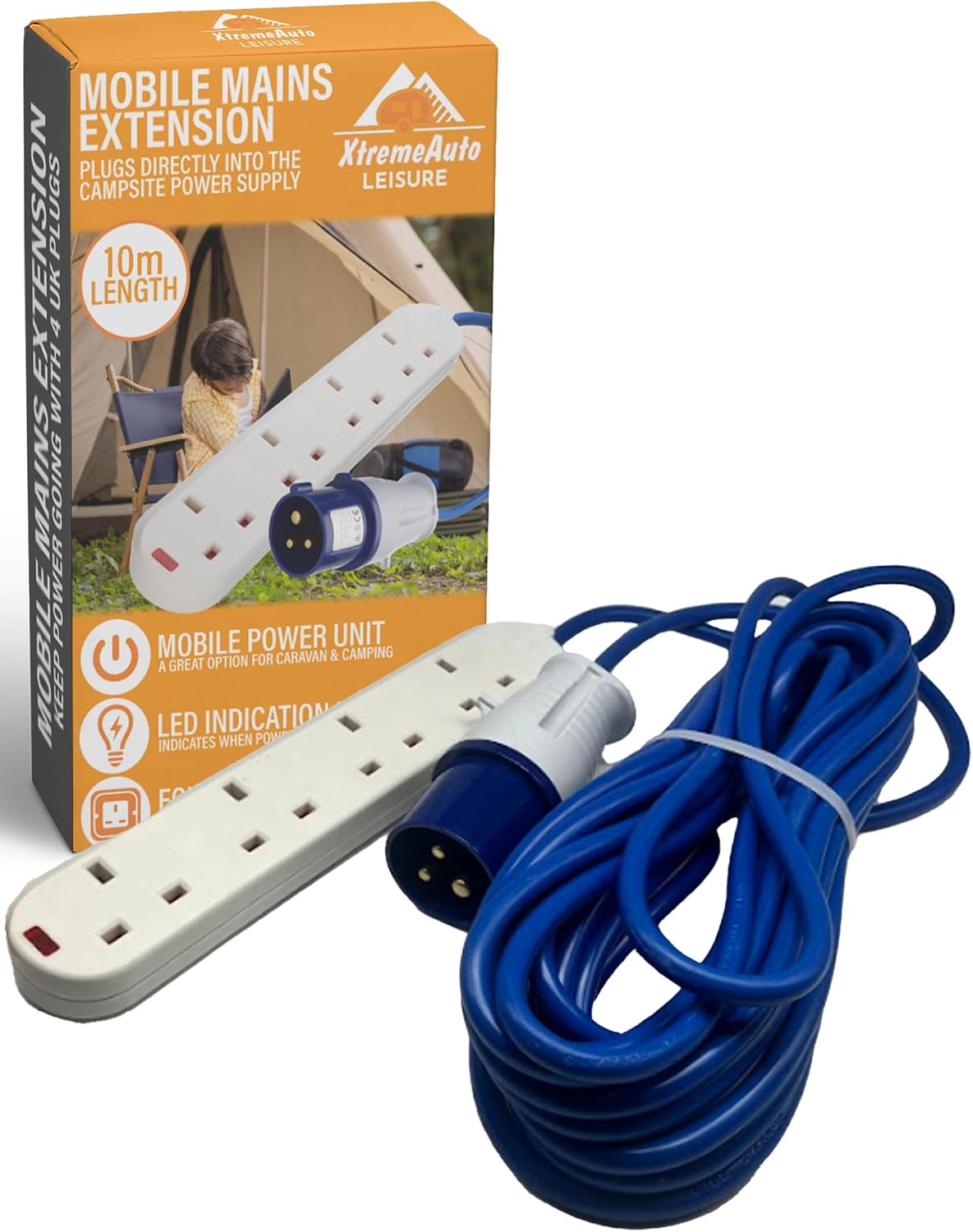 Cavo prolunga elettrico da campeggio 4 prese 10m Xtremeauto