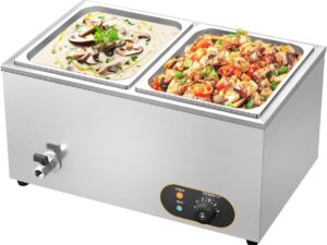 Bain Marie elettrico 1500W in acciaio inox 2 x 1/2 GN