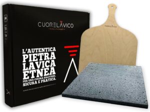 Piastra in Pietra Lavica Etna 30x30 cm – Set Pizza