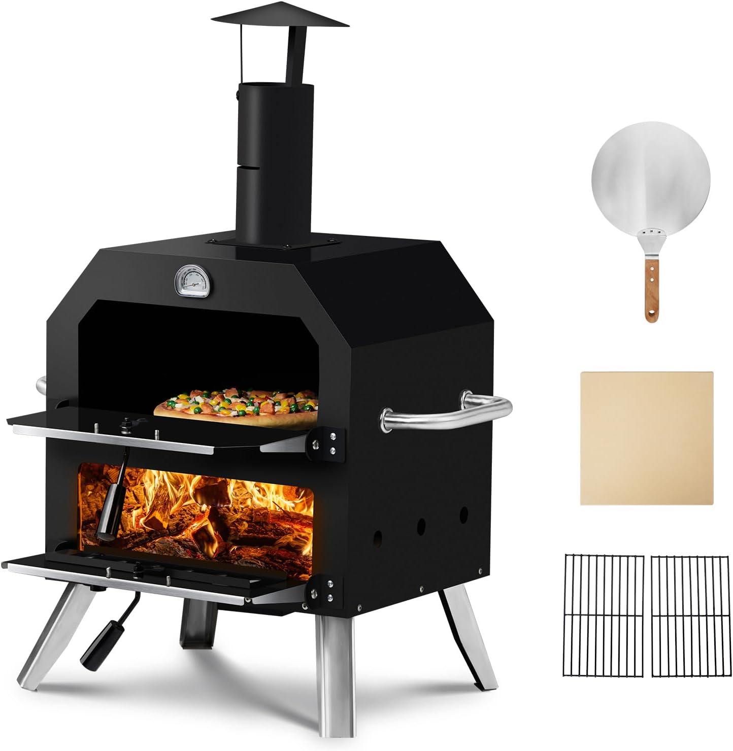 Forno pizza ROVSUN 30,5 cm con pietra e pala, ideale per casa e campeggio