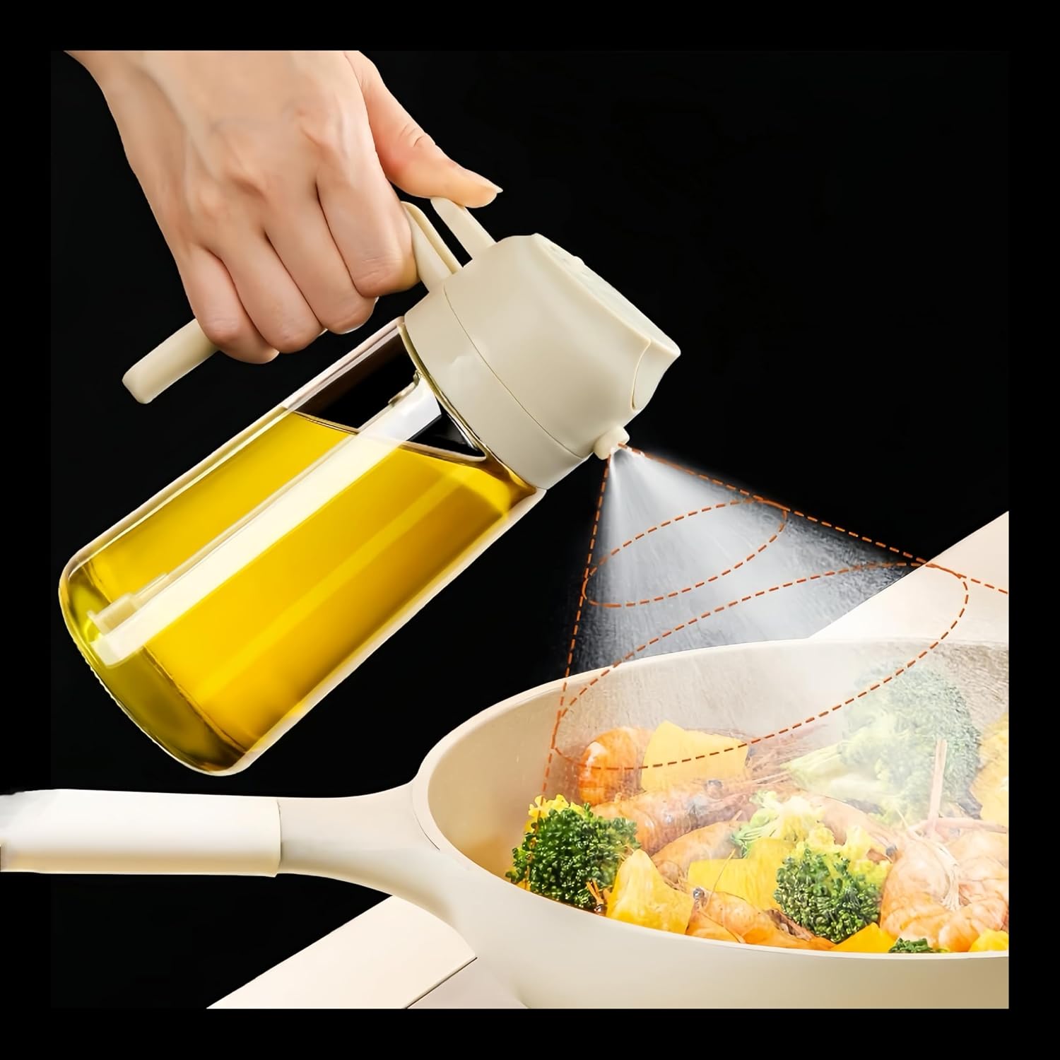 Spruzzatore olio cucina 2 in 1, 470 ml per friggitrice ad aria