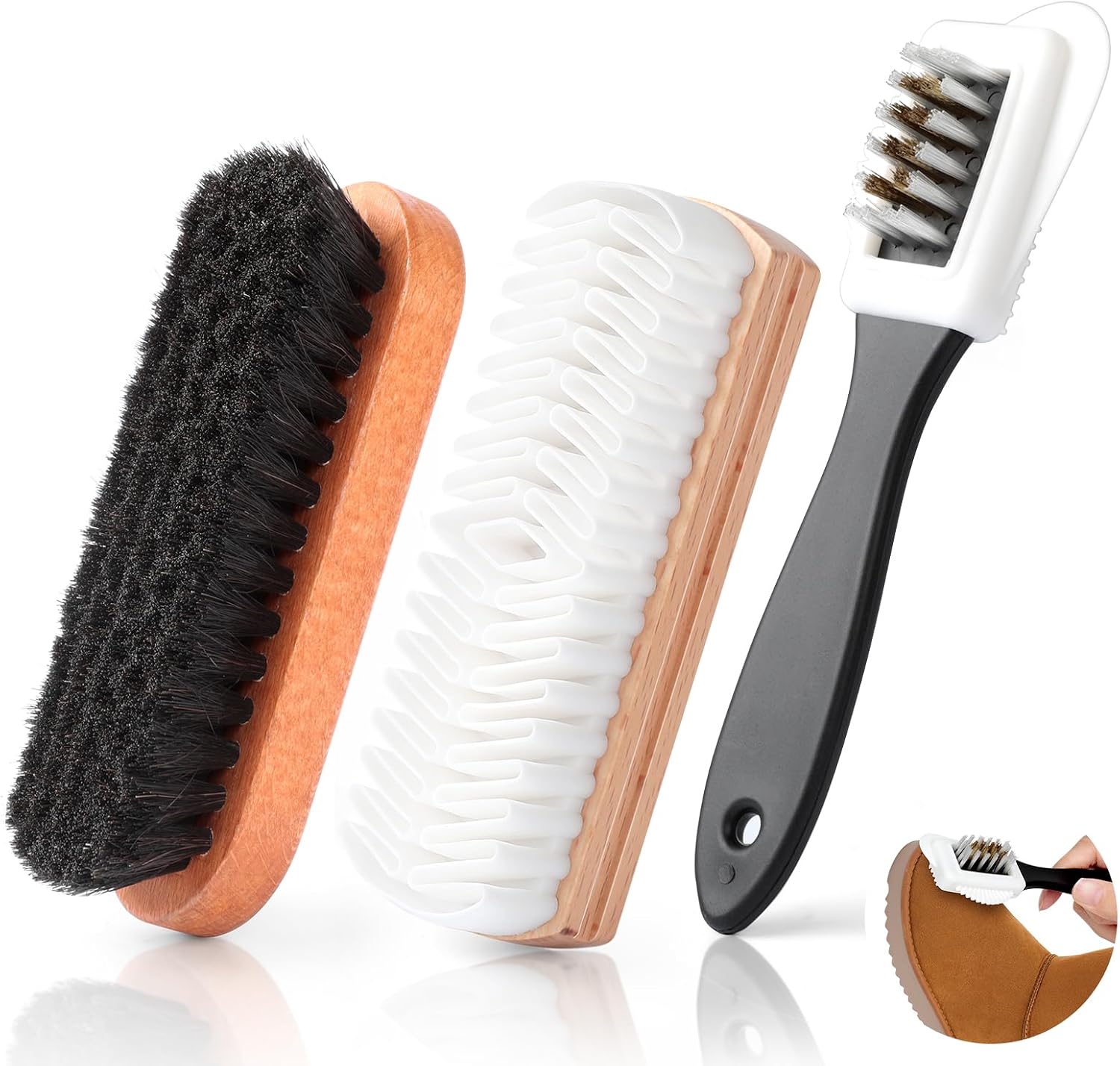 Set 3 Spazzole Camoscio e Scarpe - AiQInu