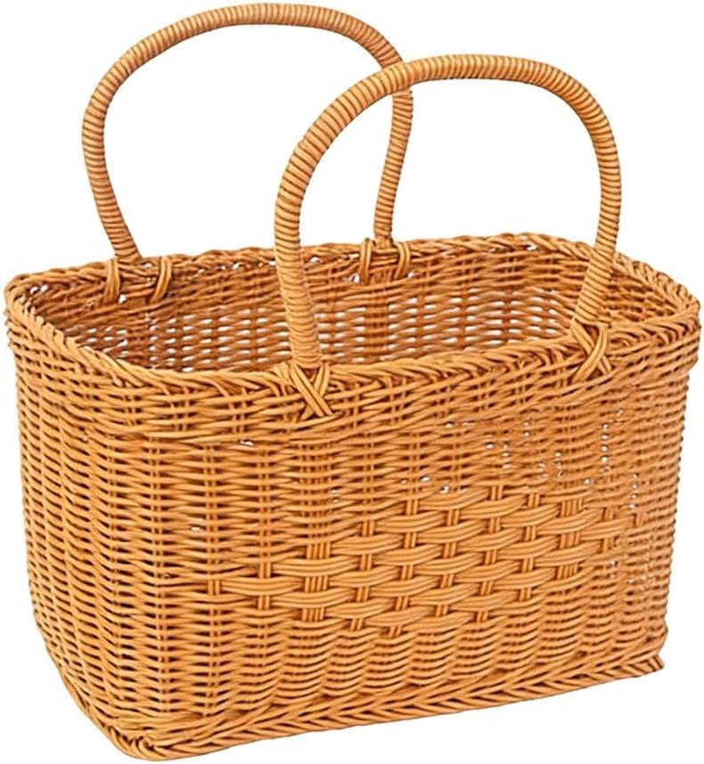 Cestino in Rattan con Manico per Raccolta Frutta e Verdura