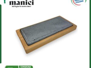 Tagliere faggio massello con pietra lavica XL - Made in Italy