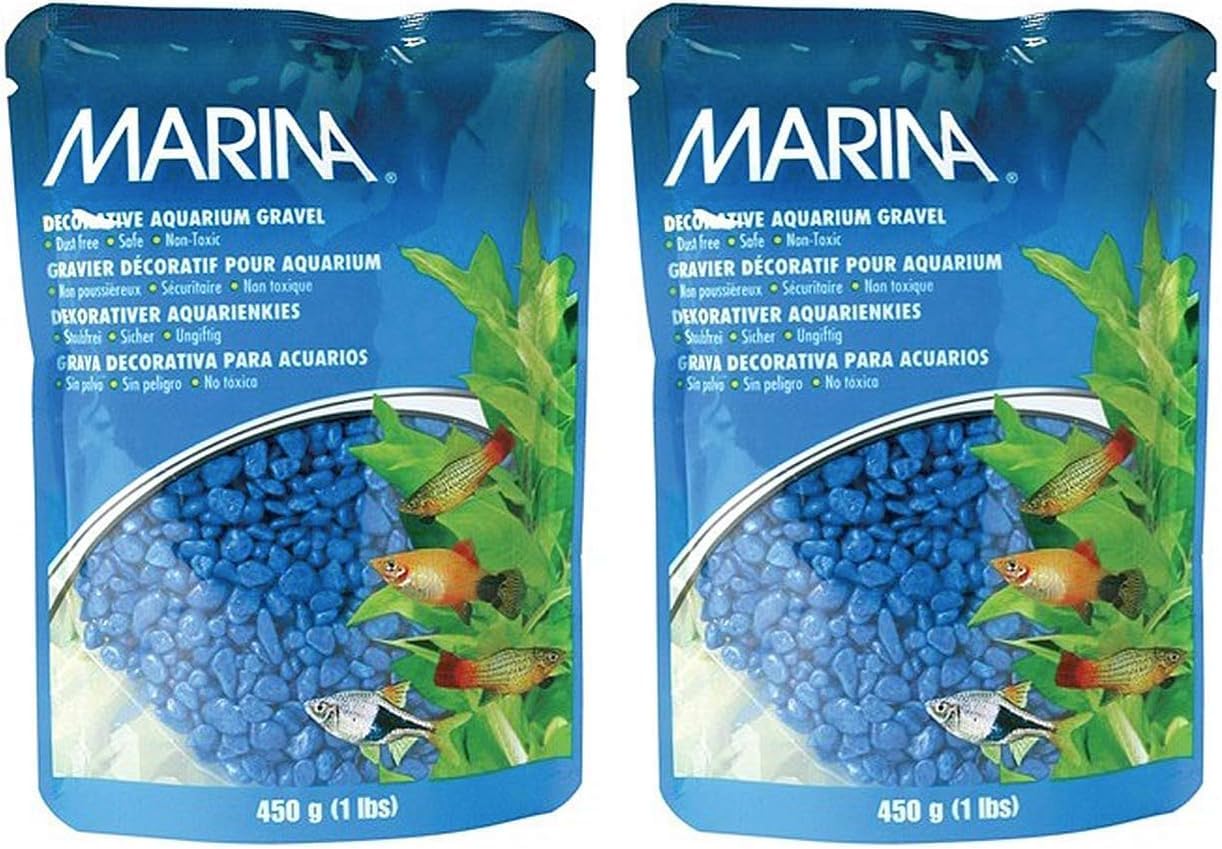 Marina Ghiaia Decorativa Blu per Acquario - 2x450 ml