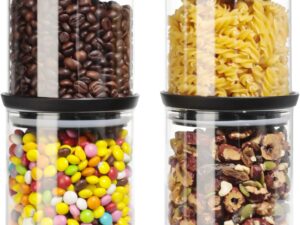 Set 4 Barattoli Vetro 600ml Romon, Ermetici Impilabili