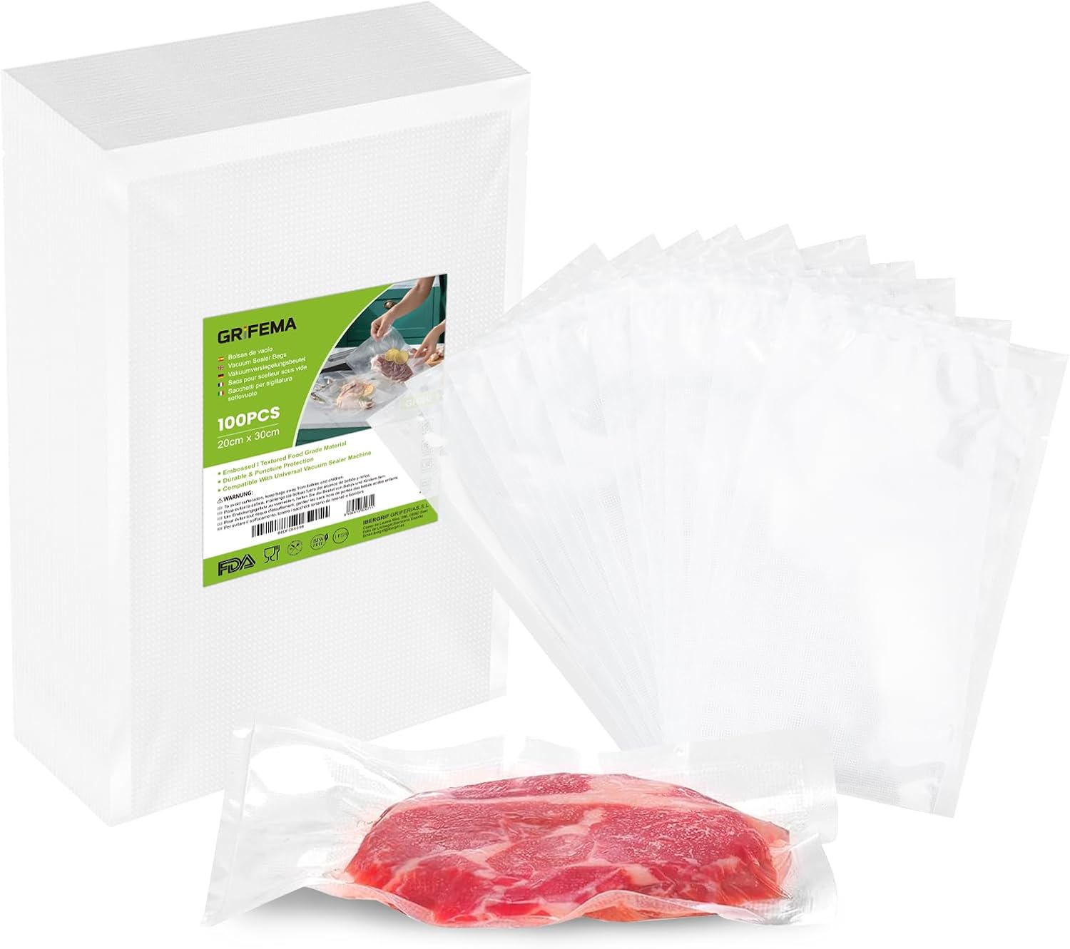Sacchetti sottovuoto GRIFEMA GH80 20x30 cm - 100 pz