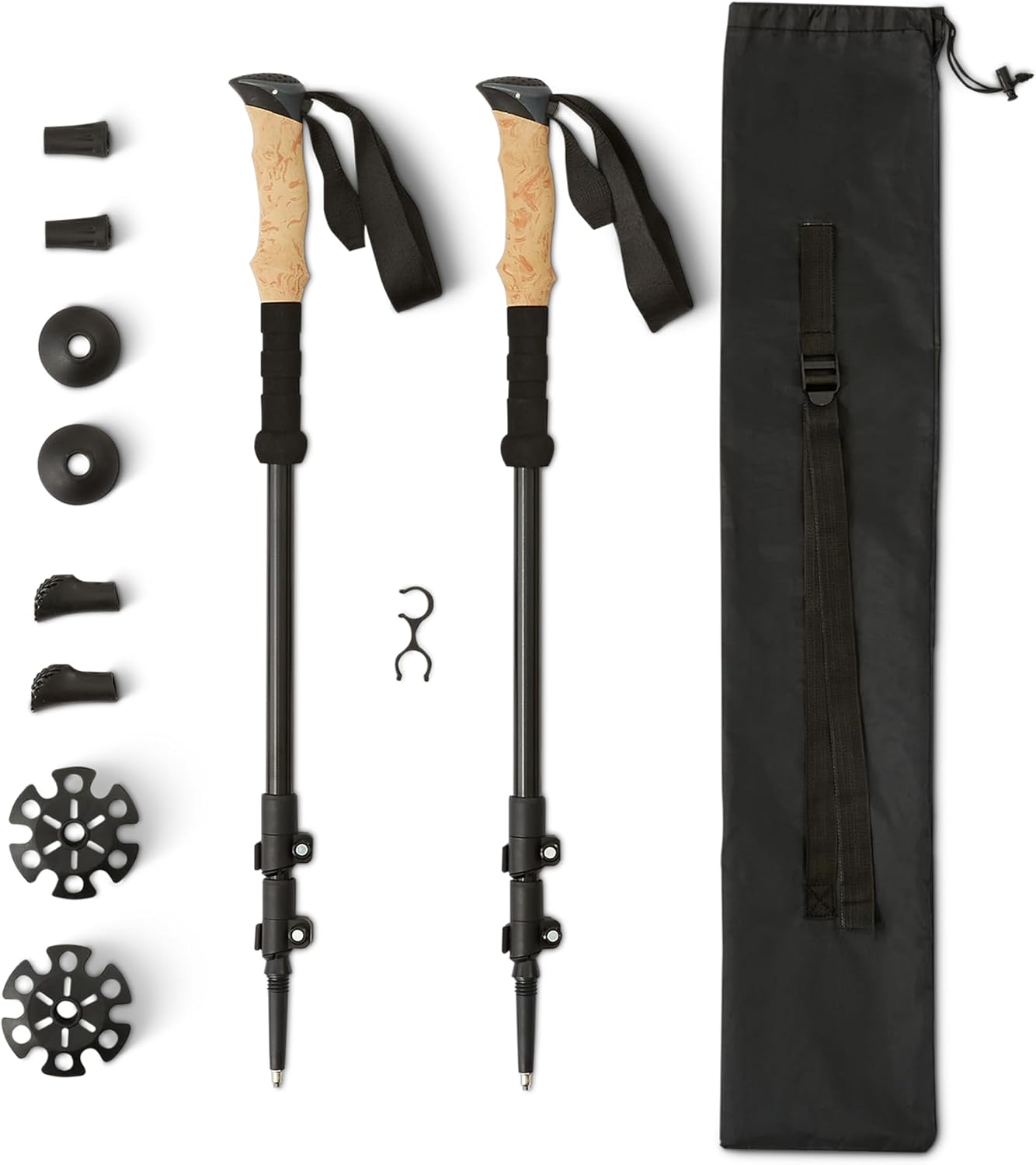 Bastoncini da trekking Amazon Basics, alluminio 134,6 cm, nero