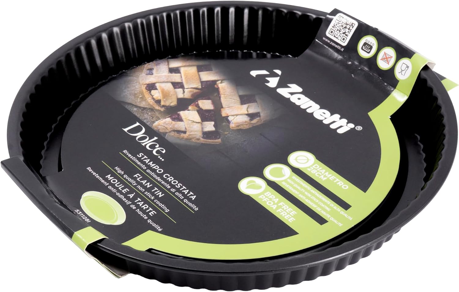 Zanetti Stampo Crostata 28 cm Carbon Steel Nero