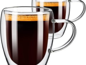 Set 2 tazze caffè doppia parete 12 oz vetro borosilicato