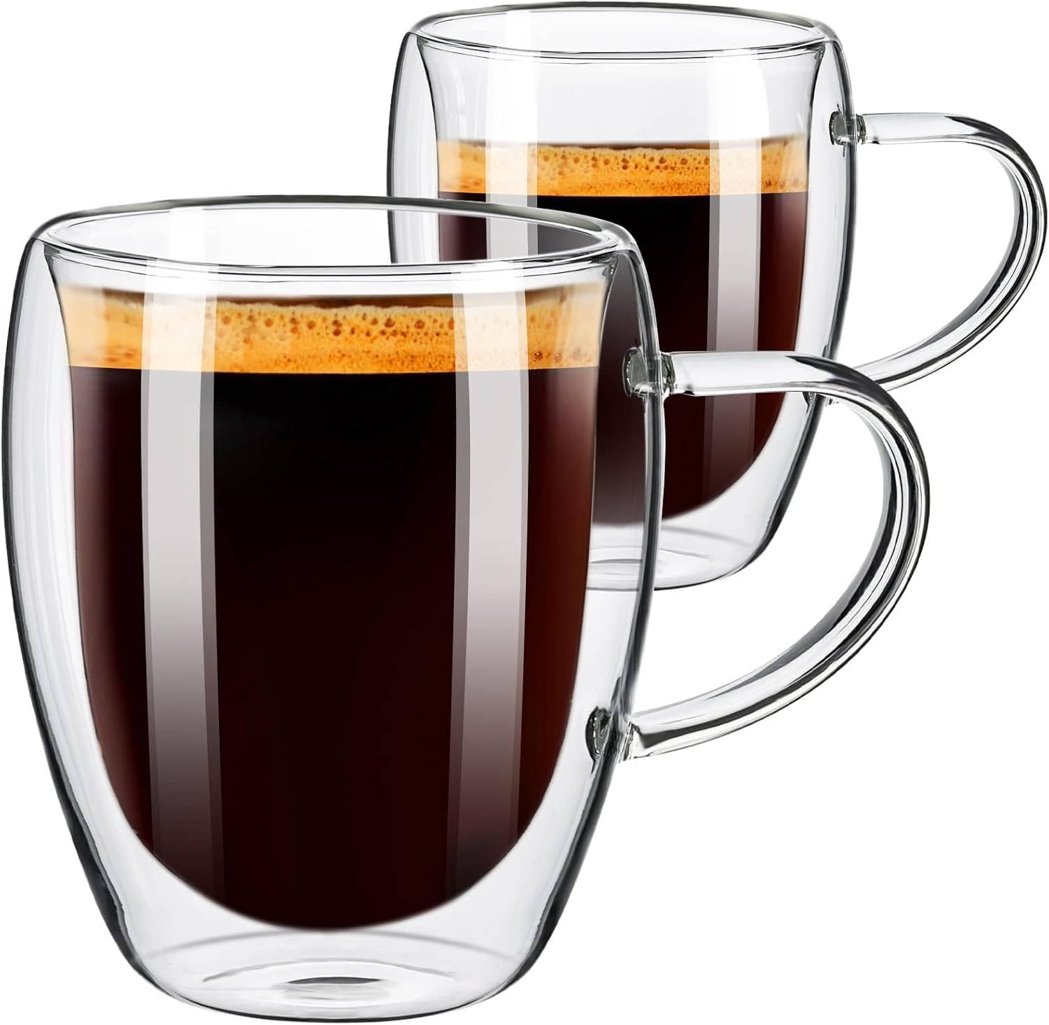 Set 2 tazze caffè doppia parete 12 oz vetro borosilicato