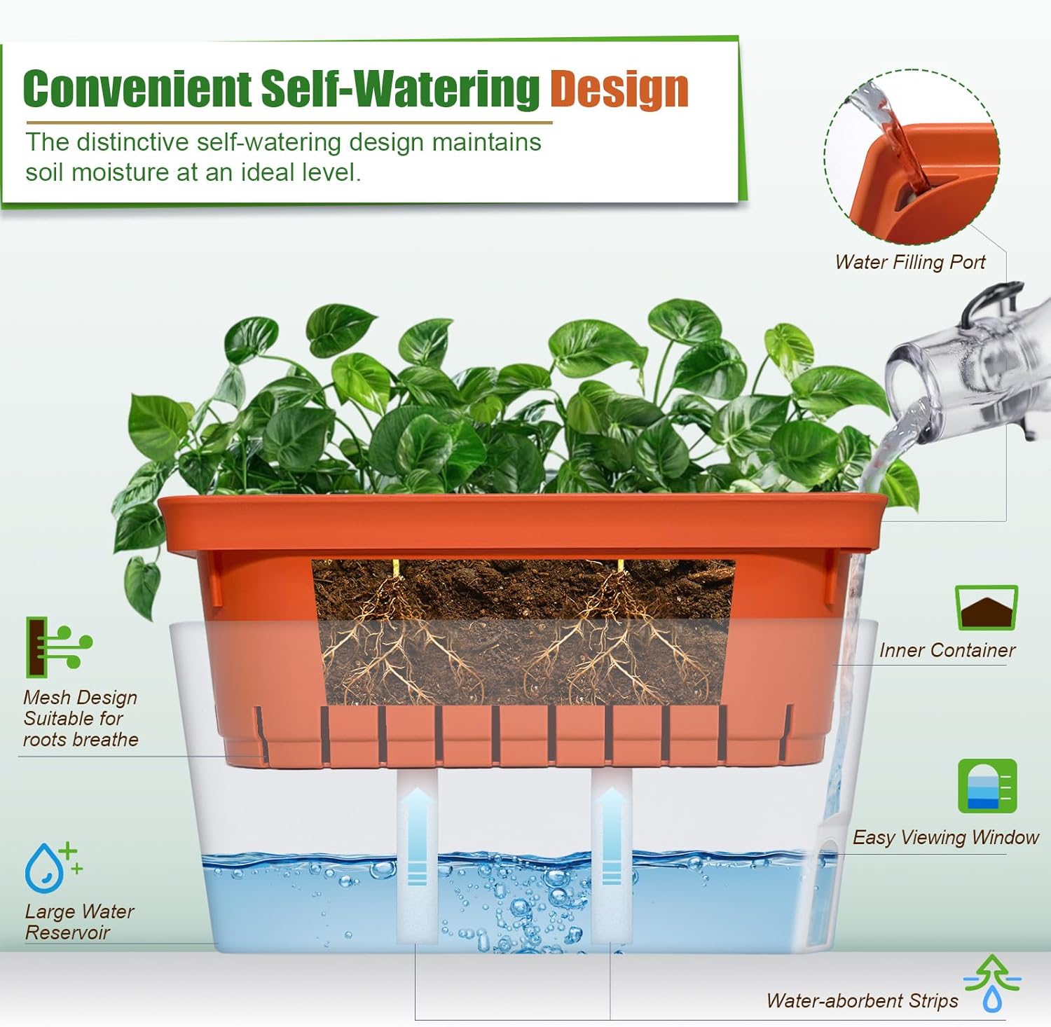 Fioriera autoirrigante 26,7 cm per piante aromatiche e grasse