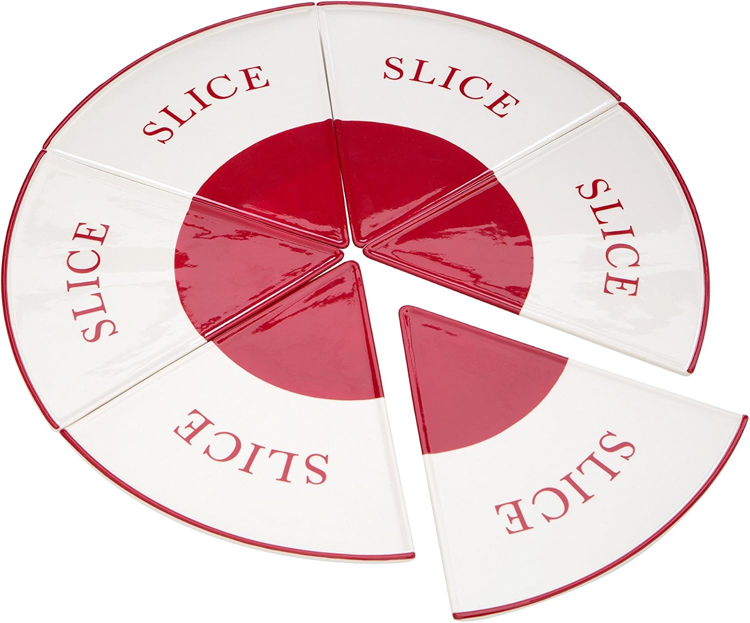 Set Piatto Pizza Gres Porcellanato Rosso/Crema, 6 Pezzi
