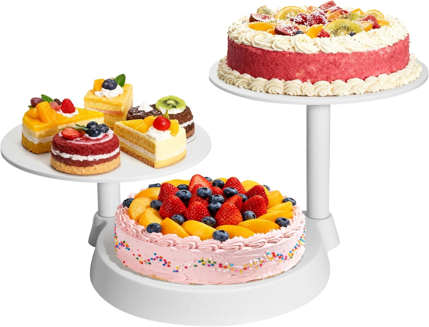 Uten Alzatina 3 piani per torte e dolci, bianco